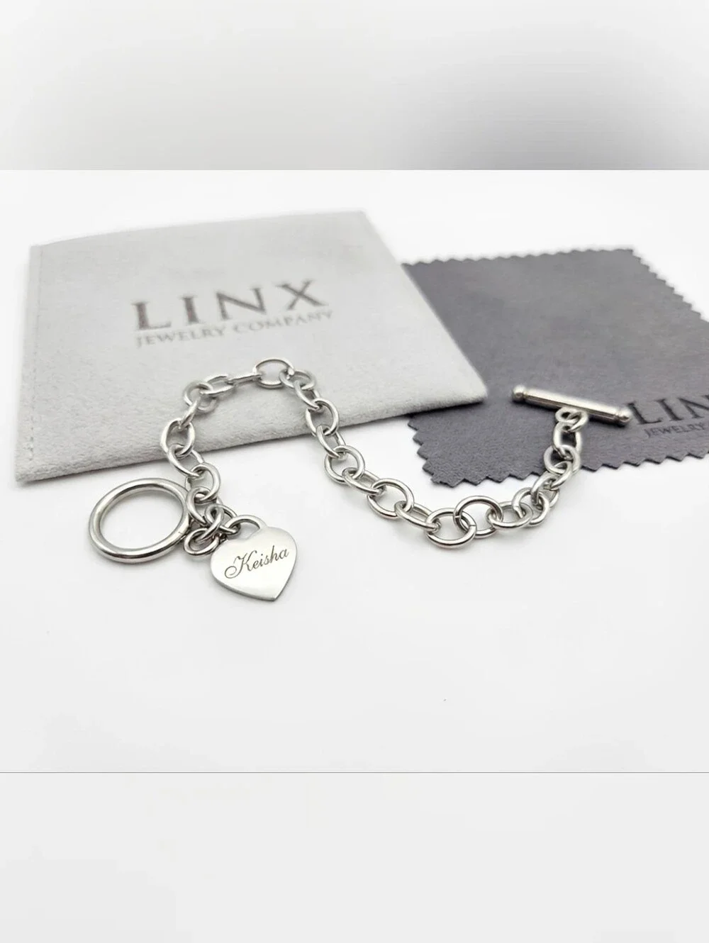 Personalized Heart Pendant Bracelet With A Toggle Clasp